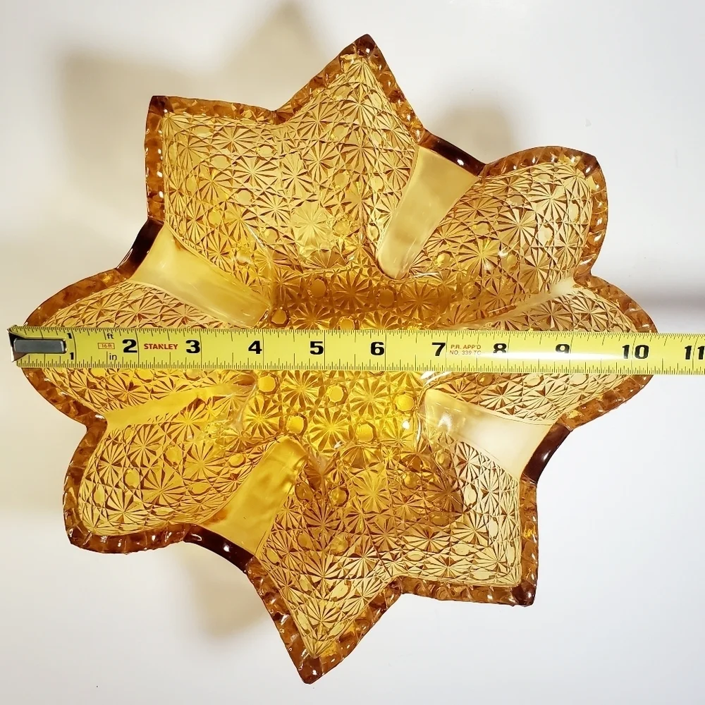 VINTAGE - L.G. Wright's Daisy & Buttons Diamond Amber Bowl Rare Find EUC